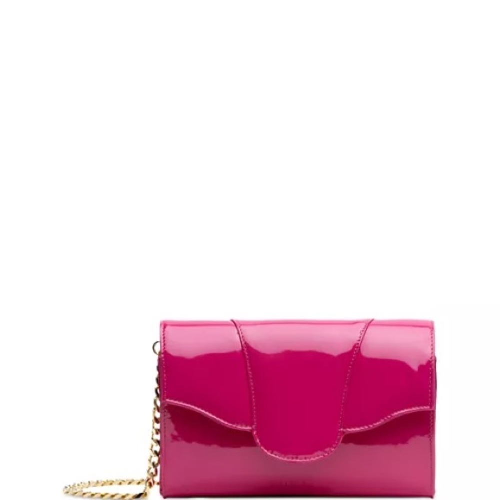Pink Glossy Clutch with Gold Chain